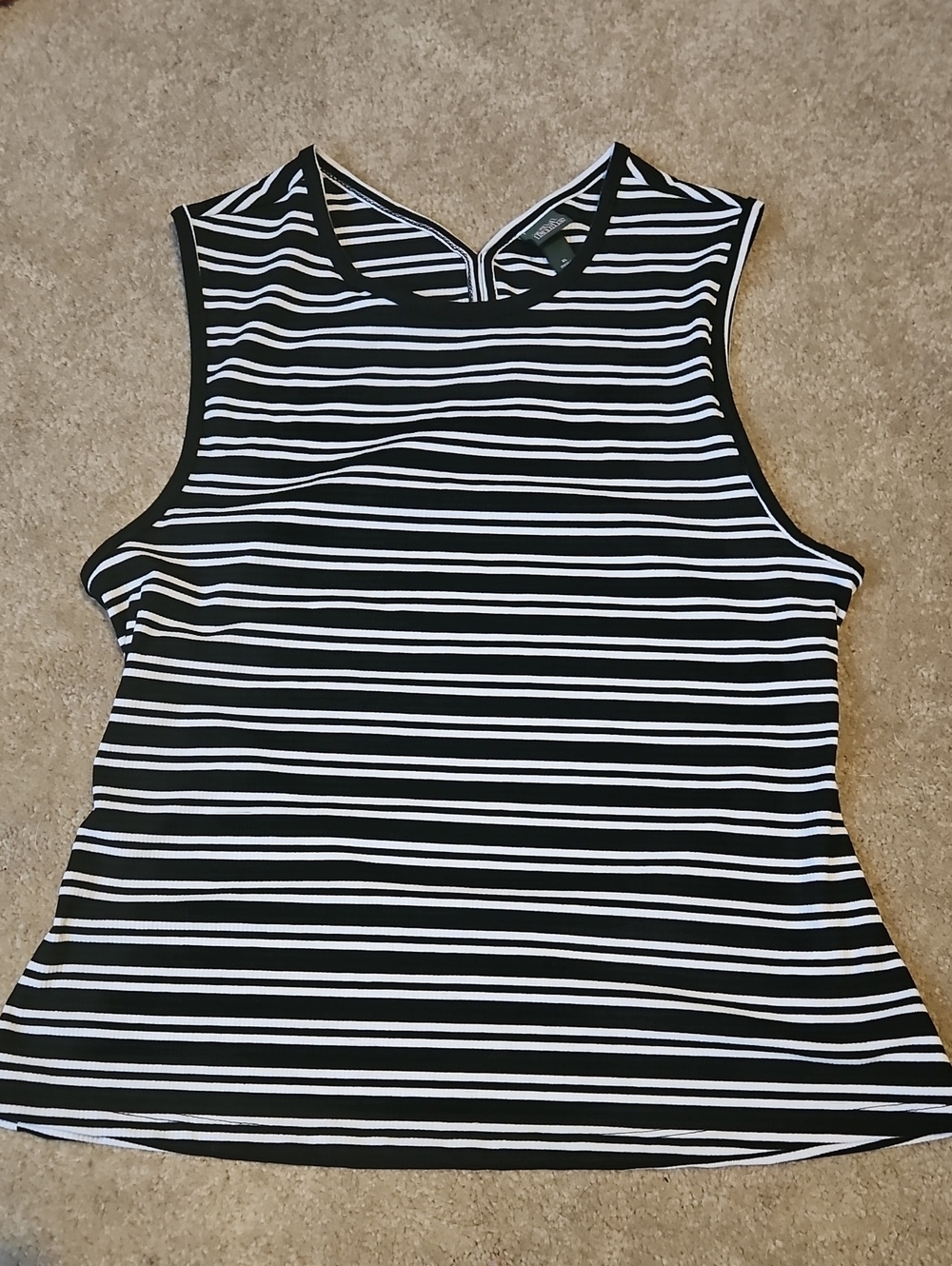Sleeveless Black and White Striped Women's Tank Top